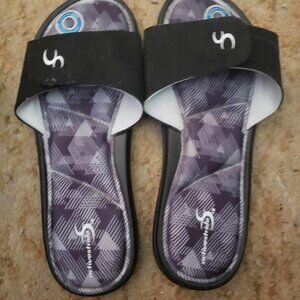 ActiveStride XL Memory Foam Slide Sandals – Men’s Size 10/11, Black/Gray